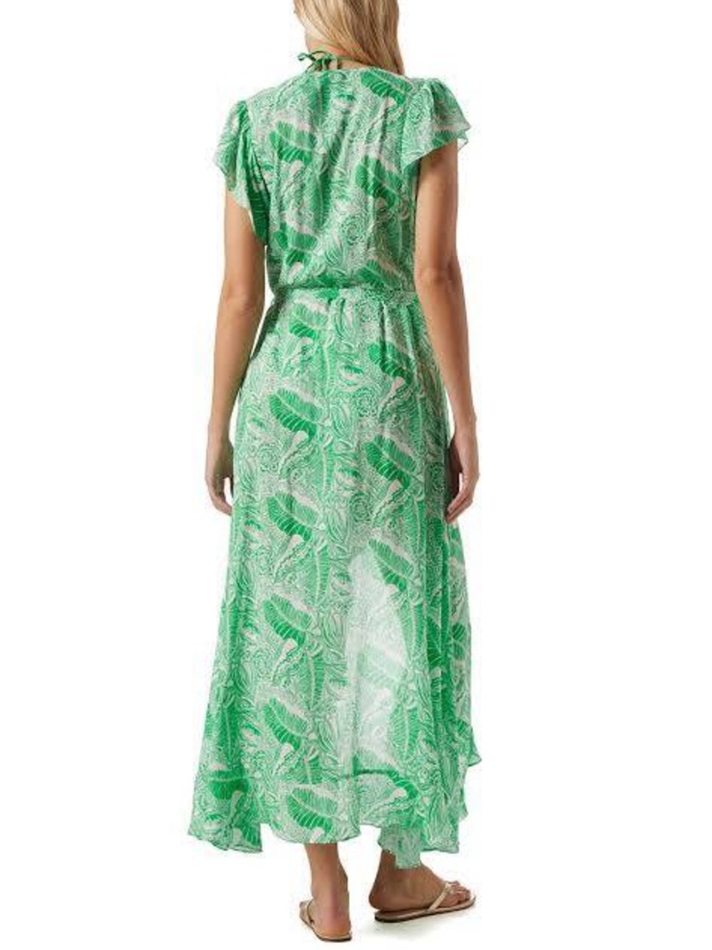 NWT Melissa Odabash Bria Ruffled Printed Voile Wrap Dress Sz Large SwimCover - Picture 4 of 13